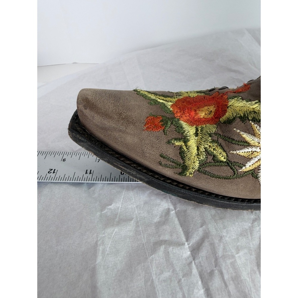 Lane Boots Western Embroidered Floral Wild Stitch Brown Leather Cowgirl 11 FLAWS - Picture 12 of 16